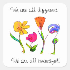 我々は全て美し違うい多様性の花 スクエアシール