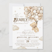 我々は公正に待つことができニュートラルエレガントベビーシャワー 招待状 (正面)