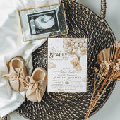 我々は公正に待つことができニュートラルエレガントベビーシャワー 招待状