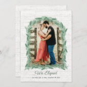 我々は写真と松の枝のアーチのフレームを駆け落ち シーズンカード (正面/裏面)