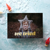 我々は写真のおもしろいクリスマスフォイルのホリデーカードを試した 箔シーズンカード