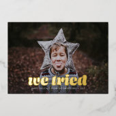 我々は写真のおもしろいクリスマスフォイルのホリデーカードを試した 箔シーズンカード (正面)