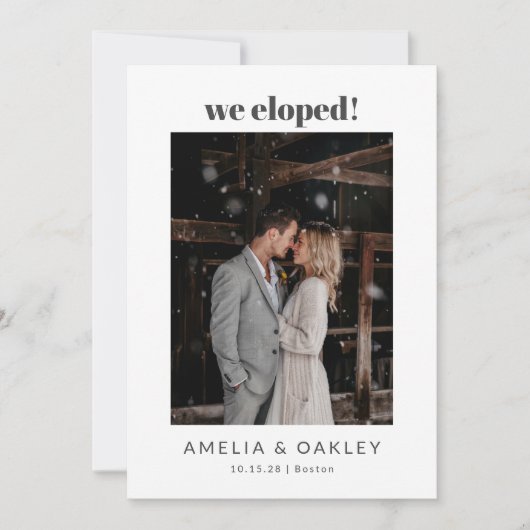 我々は写真エレガント白黒結婚の 案内状 (正面)