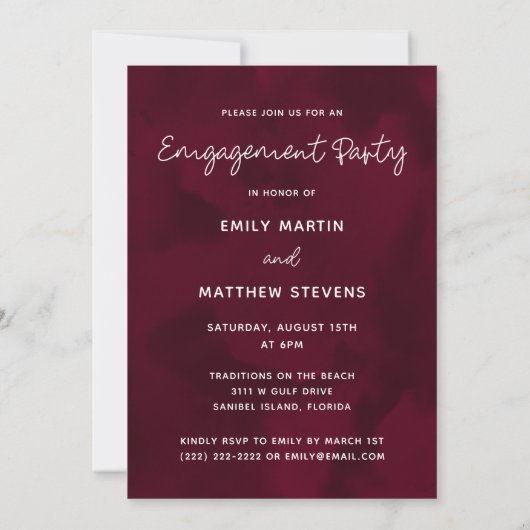 我々は写真婚約した婚約パーティ 招待状 (裏面)