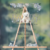 我々は冬のクマの男の赤ちゃんシャワーを待つことができる アクリルサイン (ニュートラル)