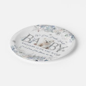 我々は冬のクマの男の赤ちゃんシャワーを待つことができる ペーパープレート (アングル)