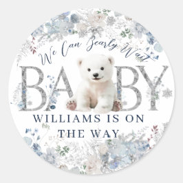 我々は冬のクマの男の赤ちゃんシャワーを待つことができる ラウンドシール