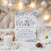 我々は冬のクマの男の赤ちゃんシャワーを待つことができる 招待状