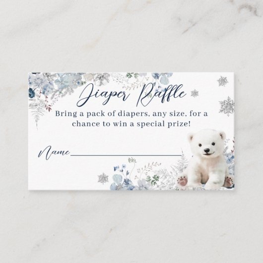 我々は冬のクマ赤ちゃんシャワーおむつを待つことができる エンクロージャーカード (正面)