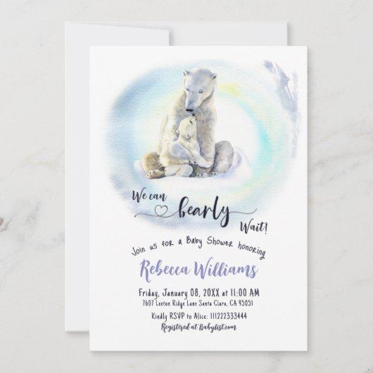 我々は冬の赤ちゃんシャワー招待状を待つ 招待状 (正面)