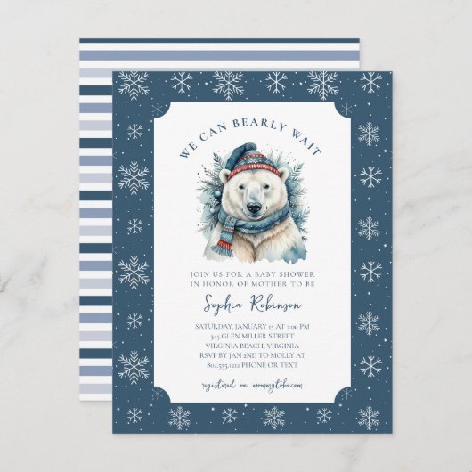 我々は冬の赤ちゃんシャワー招待状を待つ 招待状 (正面/裏面)