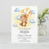 我々は初めて待つことができるクマのキューブと風船の水色 招待状 (スタンド正面)