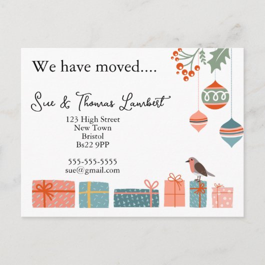 我々は北欧のクリスマスバウブルとホリーを移動した シーズンポストカード (正面)