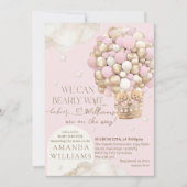 我々は双子の女の子の赤ちゃんシャワーを待つことができる 招待状 (正面)