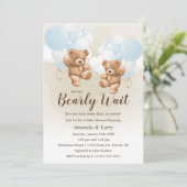 我々は双子の少年の赤ちゃんシャワーを待つことができる 招待状 (スタンド正面)