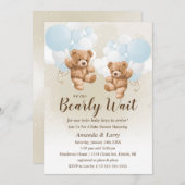 我々は双子の少年の赤ちゃんシャワーを待つことができる 招待状 (正面/裏面)