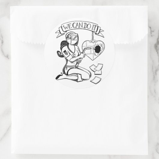 我々は反乱者の女性によってステッカーを行うことができる ラウンドシール (バッグ)