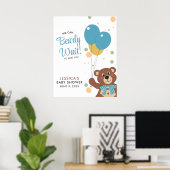 我々は可愛いクマ青い男の赤ちゃんシャワーを待つ ポスター (ホームオフィス)