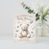 我々は可愛いテディベア赤ちゃんシャワーPos待つことができる ポストカード (スタンド正面)