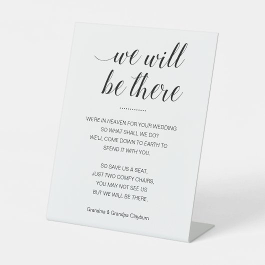 我々は名前の付いた記念席に結婚いる 台座サイン (正面)