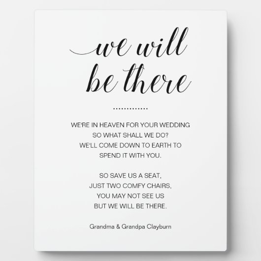 我々は名前の付いた記念椅子に結婚いる フォトプラーク (正面)