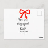 我々は名前婚約した文字の赤い弓のモダン文字を追加 ポストカード (裏面)