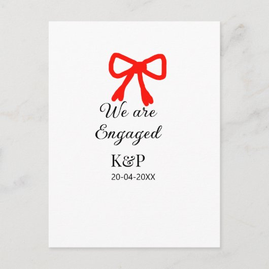 我々は名前婚約した文字の赤い弓のモダン文字を追加 ポストカード (正面)