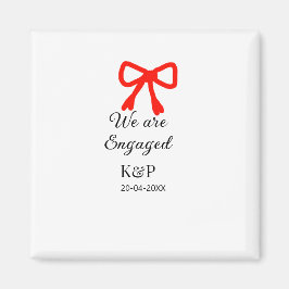 我々は名前婚約した文字の赤い弓のモダン文字を追加 マグネット