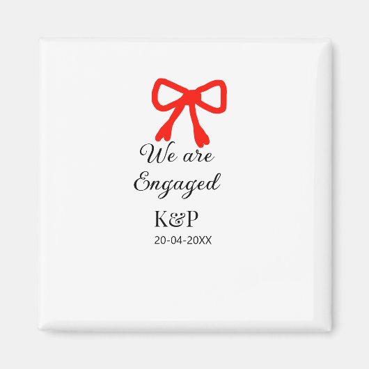 我々は名前婚約した文字の赤い弓のモダン文字を追加 マグネット (正面)