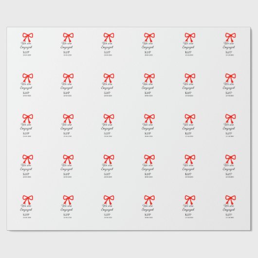 我々は名前婚約した文字の赤い弓のモダン文字を追加 ラッピングペーパー (フラット)