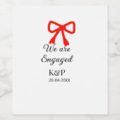 我々は名前婚約した文字の赤い弓のモダン文字を追加 ワインラベル (シングルラベル)