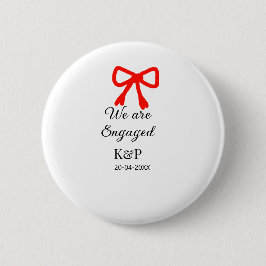 我々は名前婚約した文字の赤い弓のモダン文字を追加 缶バッジ