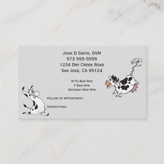 我々は大きな動物の獣医を農場に呼ぶ 名刺 (裏面)