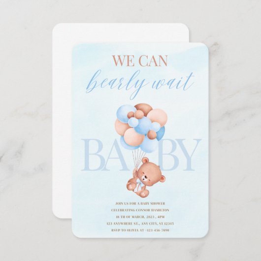 我々は大麦待ちベビーシャワー招待状 招待状 (正面/裏面)