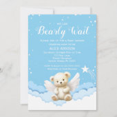 我々は天使テディベアーベビーブルーを待つことができる 招待状 (正面)