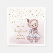 我々は女の子の赤ちゃんシャワーを待つことができる スタンダードカクテルナプキン (正面)
