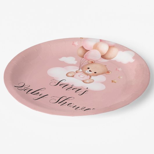 我々は女の子の赤ちゃんシャワーを待つことができる ペーパープレート (アングル)