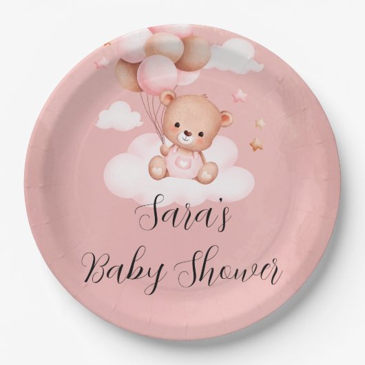 我々は女の子の赤ちゃんシャワーを待つことができる ペーパープレート (正面)
