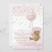 我々は女の子の赤ちゃんシャワーを待つことができる 招待状 (正面)