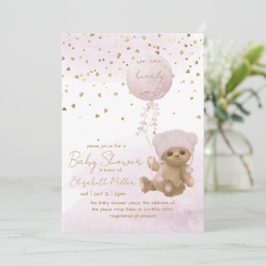 我々は女の子の赤ちゃんシャワーを待つことができる 招待状 (スタンド正面)