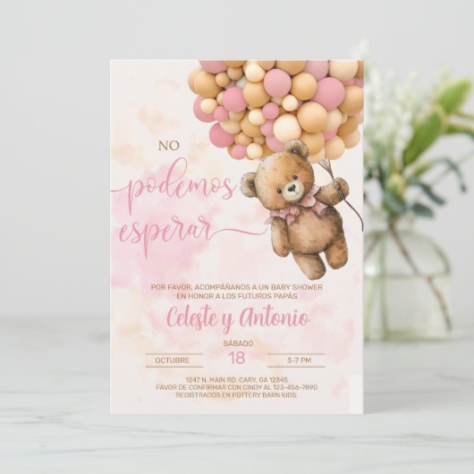 我々は女の子の赤ちゃんシャワー招待状を待つことができるスペインの 招待状 (スタンド正面)