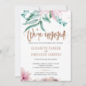 我々は婚約したタイポグラフィモダン婚約パーティ 招待状 (正面)