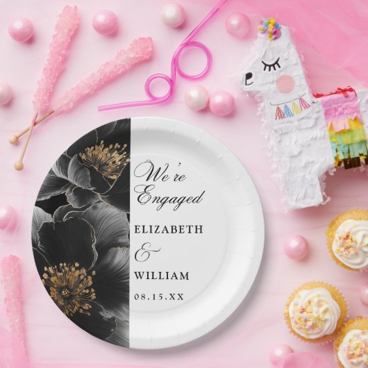 我々は婚約したフローラエレガント婚約パーティ ペーパープレート (パーティー)