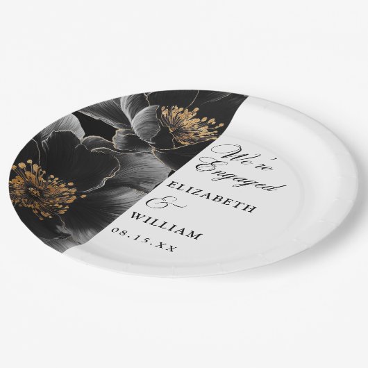 我々は婚約したフローラエレガント婚約パーティ ペーパープレート (アングル)