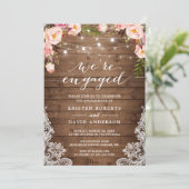 我々は婚約したフローラ素朴・レース婚約パーティ 招待状 (スタンド正面)