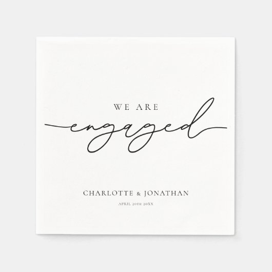 我々は婚約した婚約パーティ スタンダードカクテルナプキン (正面)