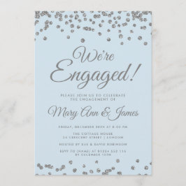 我々は婚約した!シルバーグリッター紙吹雪アイスブルー 招待状