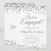 我々は婚約した!シルバーグリッター紙吹雪 招待状 (正面/裏面)
