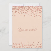 我々は婚約した!バラ金ゴールドグリッター紙吹雪赤面 招待状 (裏面)