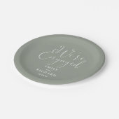 我々は婚約パーティ婚約したセージグリーン ペーパープレート (アングル)